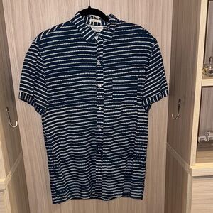 Industry of all nations die dip Crew Dark Blue and White Striped Shirt